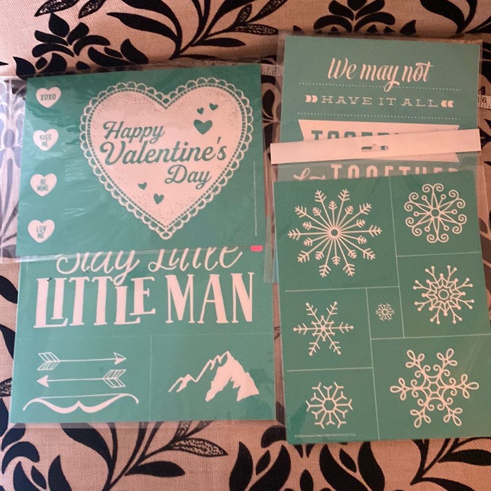 🎀 NEW Chalk Couture Stencils Bundle of 4 8.5 x 11 Snowflakes Love Valentines